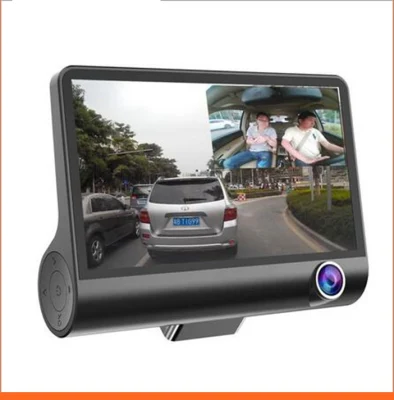 Alta qualidade Jieli 4 Polegada tela LCD Full HD 1080P Car Dash Cam com 3 câmeras sincronizadas gravação três lentes carro DVR